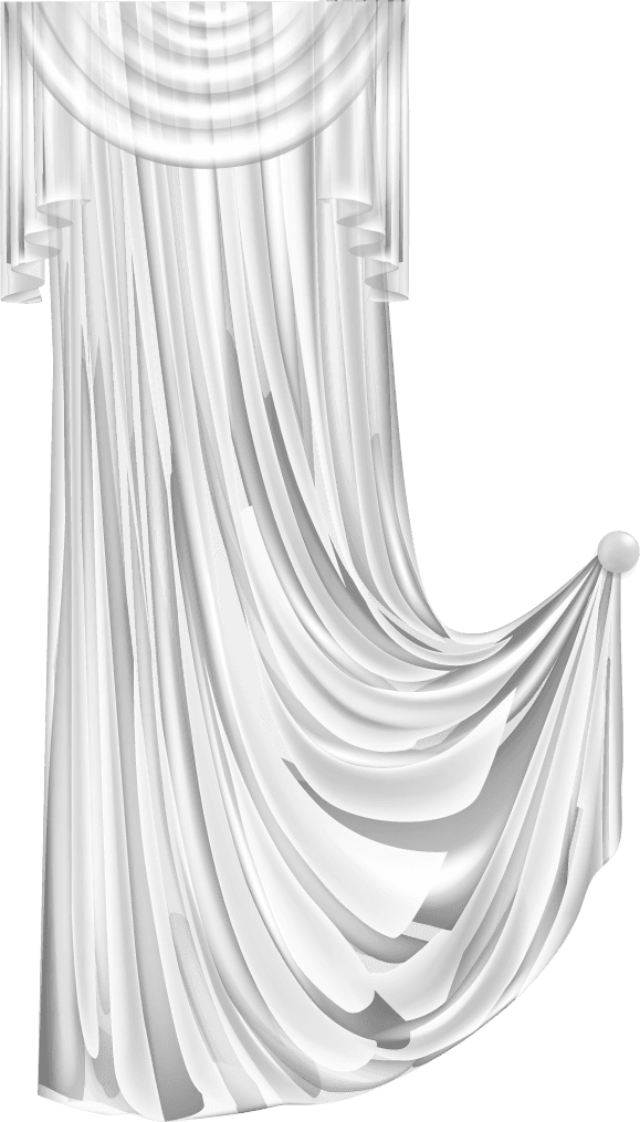 white curtains isolated transparent