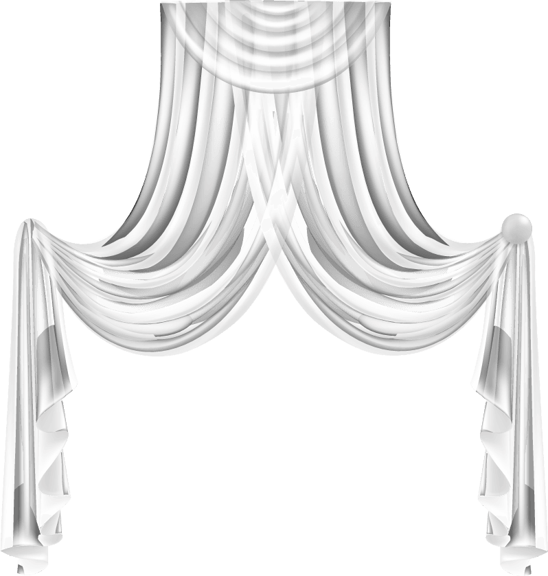white curtains isolated transparent