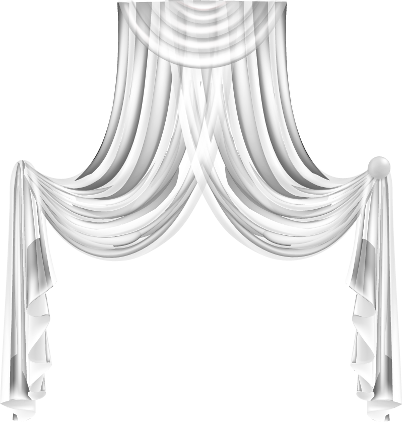 white curtains isolated transparent