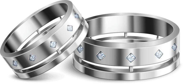 white gold platina noble metals wedding rings realistic isolated sets jewelry shadow neutral