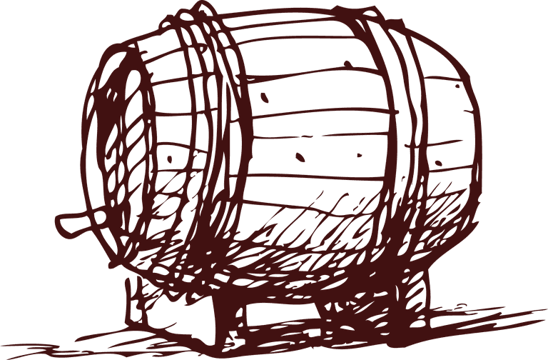 wine barrel line drawing of wine