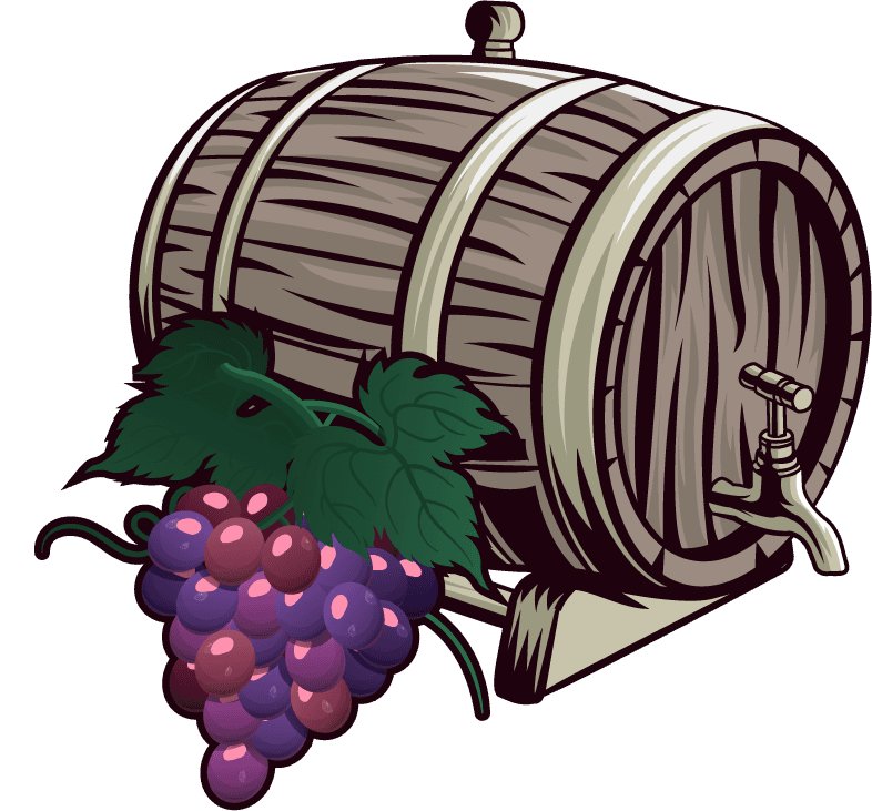 wine barrel menu elements retro barrel grape wine sketch