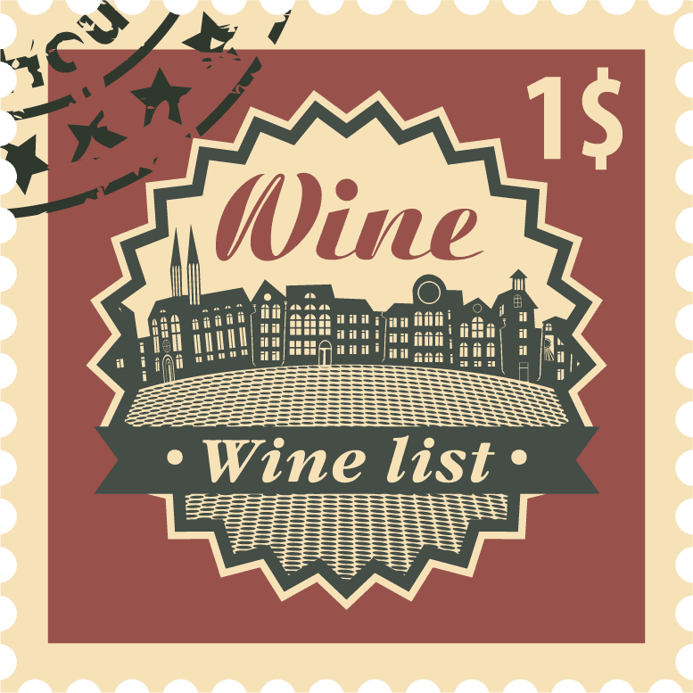 Wine postal stamps template vector