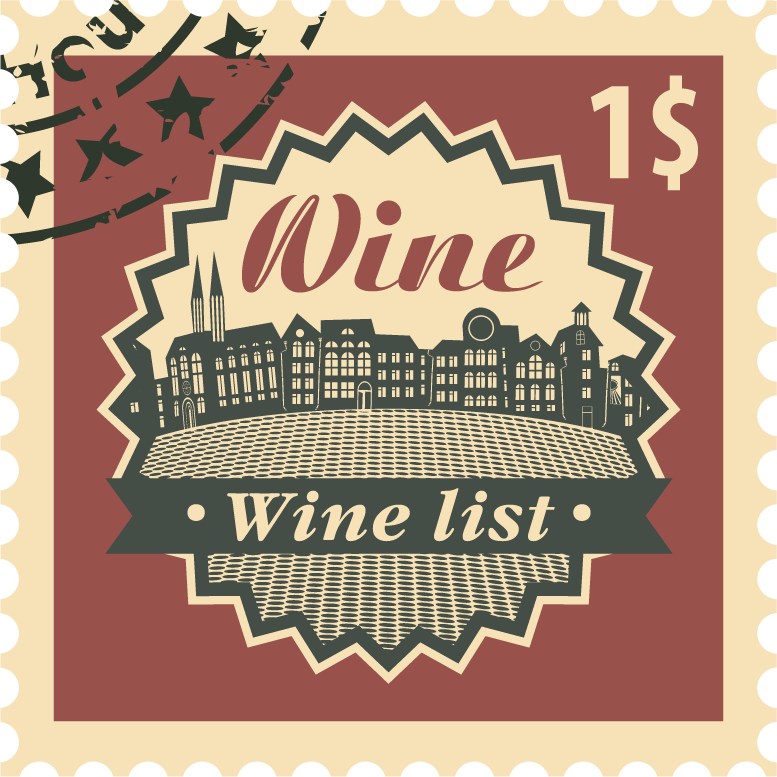 wine postal stamps template vector with vintage feel for wine menus and promotions