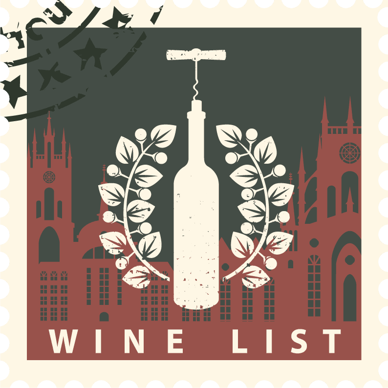 wine postal stamps template vector for elegant wine list presentation and branding