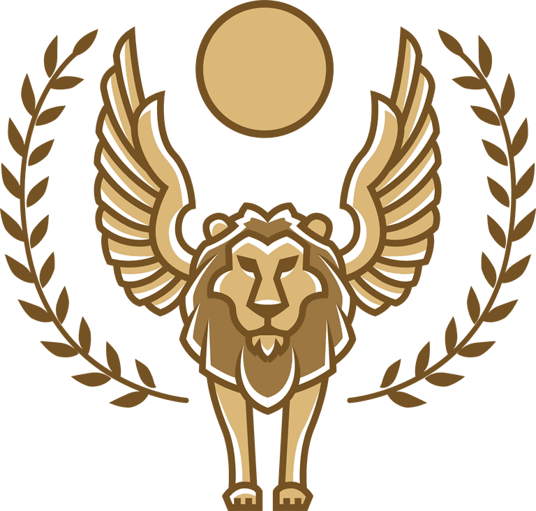 winged lion logo free vector