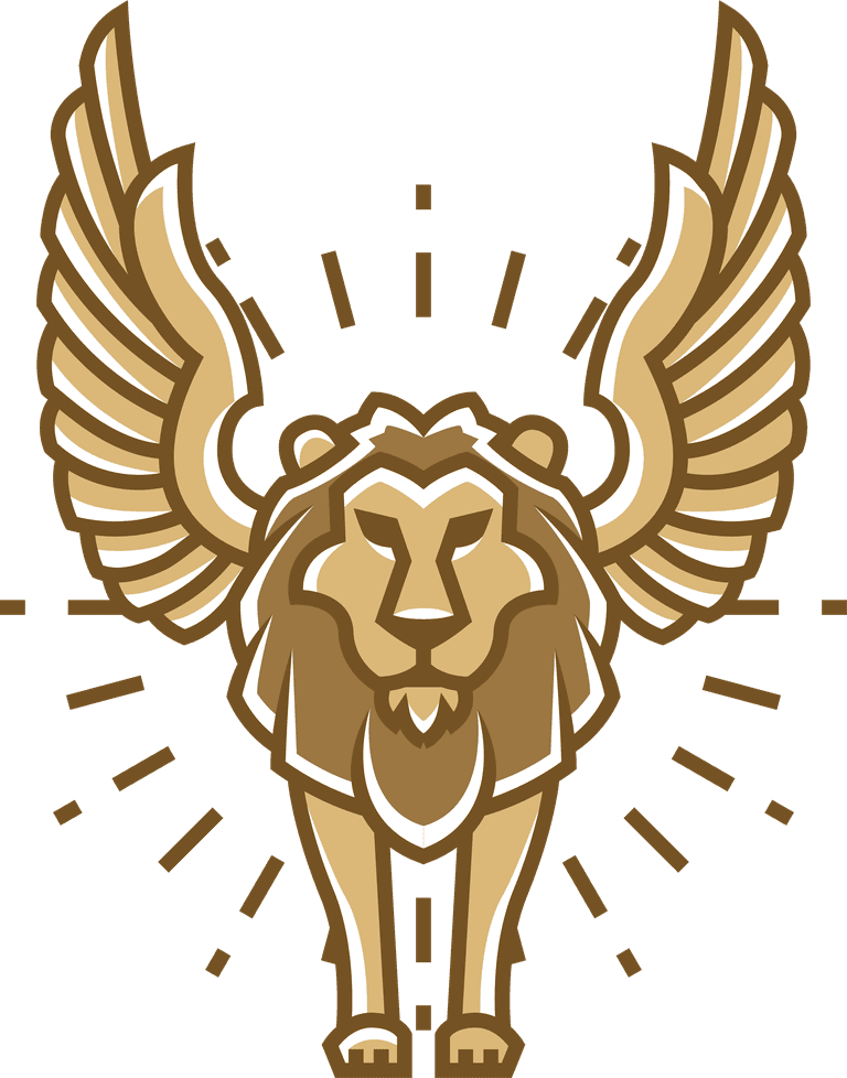 winged lion logo free vector