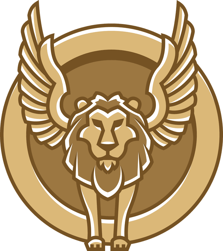 winged lion logo free vector