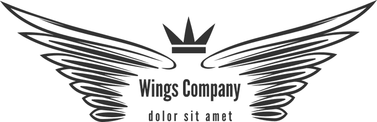wings logo design isolated white background pair wings birds angels business