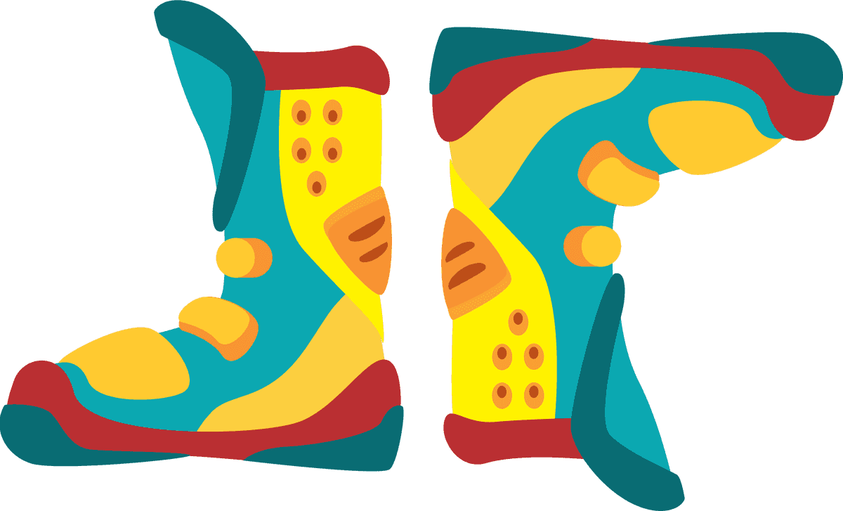 winter activity icon concept featuring colorful snow boots for outdoor adventures