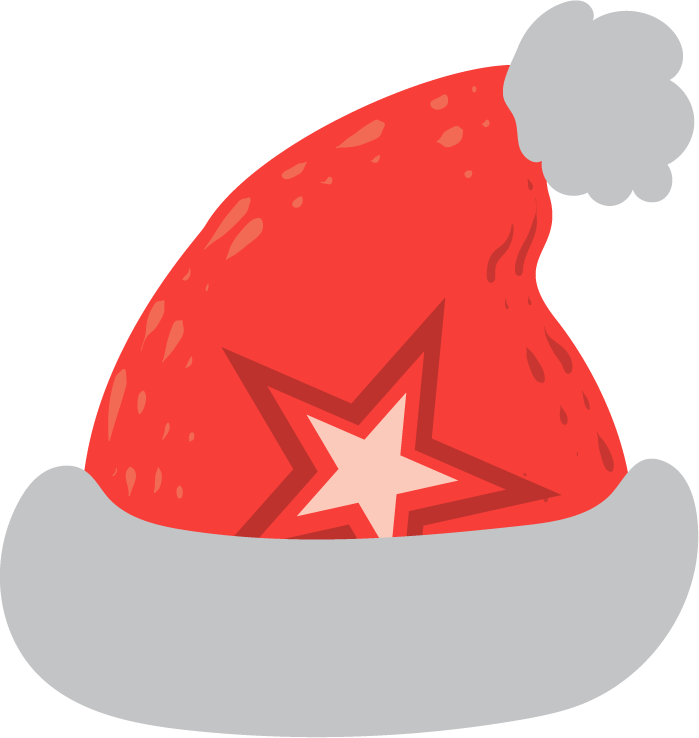 winter activity icon concept featuring a festive red and gray hat with star embellishment