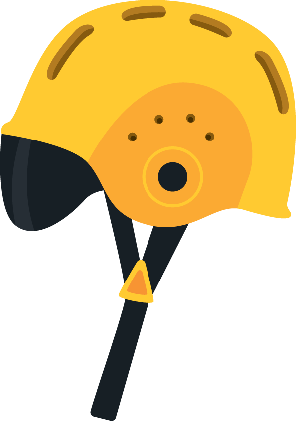 winter activity icon concept featuring a bright yellow safety helmet for outdoor adventures