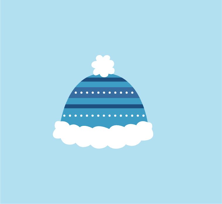 cozy winter days blue shades knitted hat illustration for chilly weather