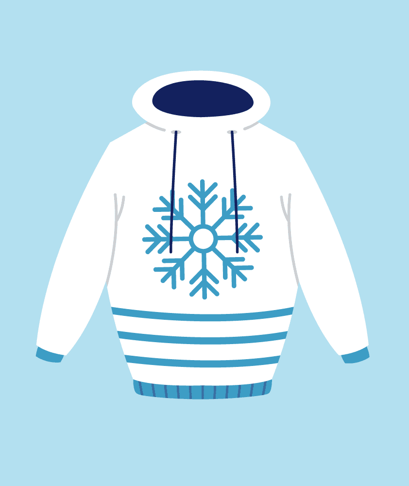 cozy winter days blue shades hoodie with snowflake design for chilly vibes