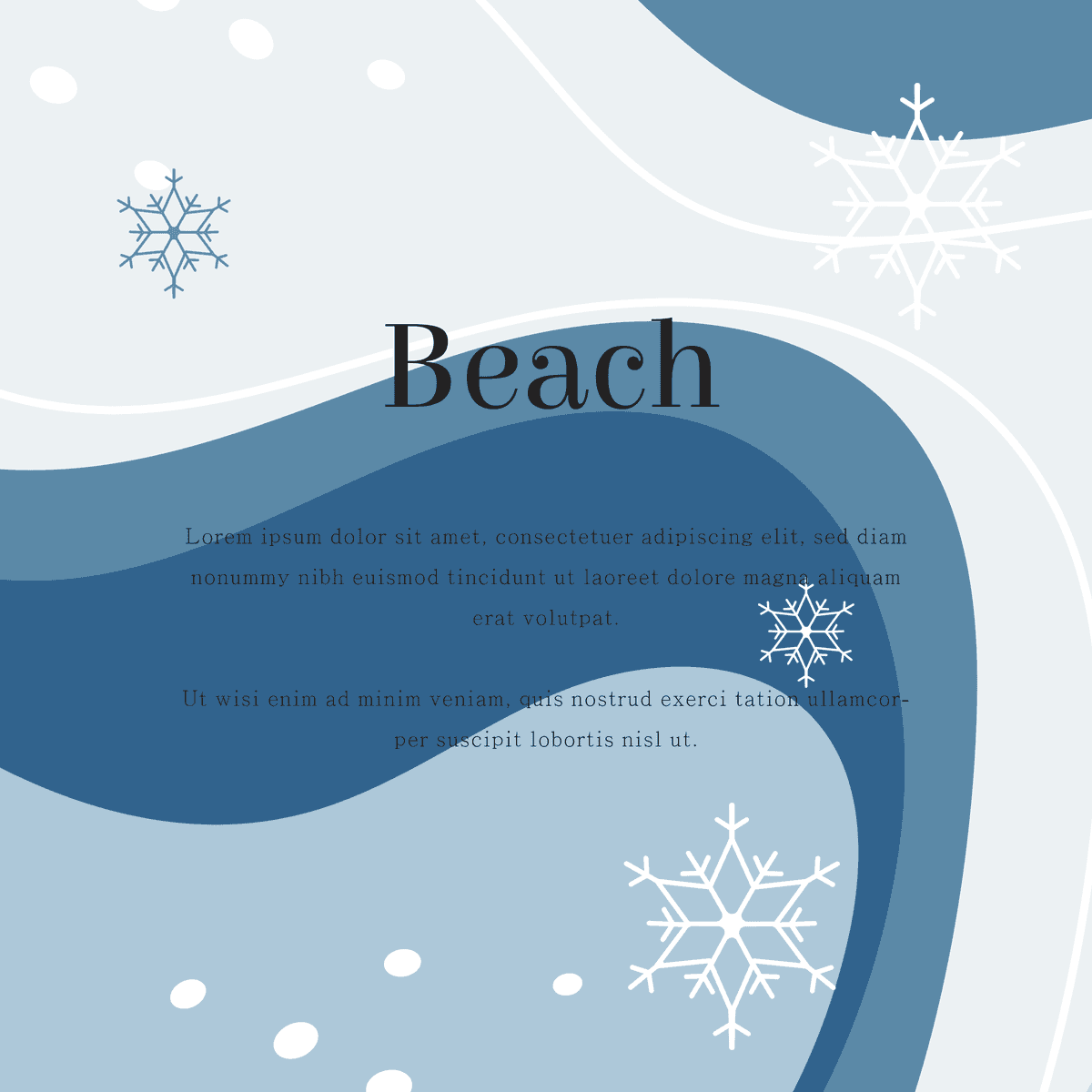 blue pixelated template with beach text and snowflakes for contradictory holiday advertisement