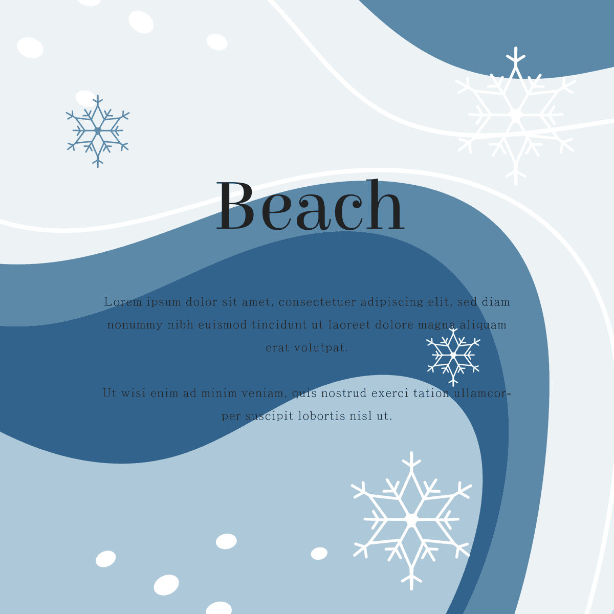 blue pixelated template with beach text and snowflakes for contradictory holiday advertisement