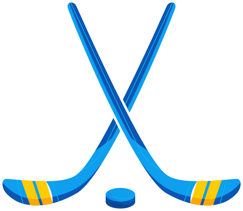 winter sport character set featuring playful hockey sticks and puck for festive fun