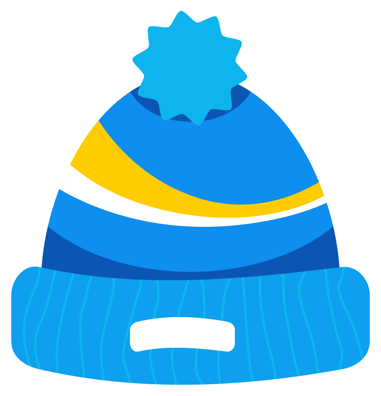 winter sport character set featuring colorful beanie hats for fun seasonal activities