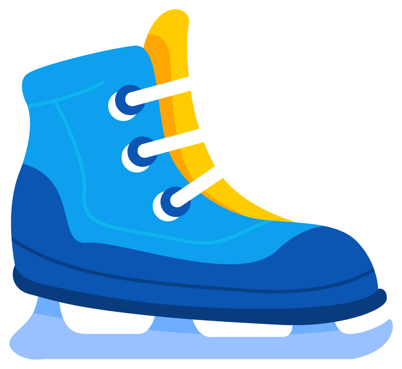 winter sport character set featuring vibrant ice skating shoes for fun activities