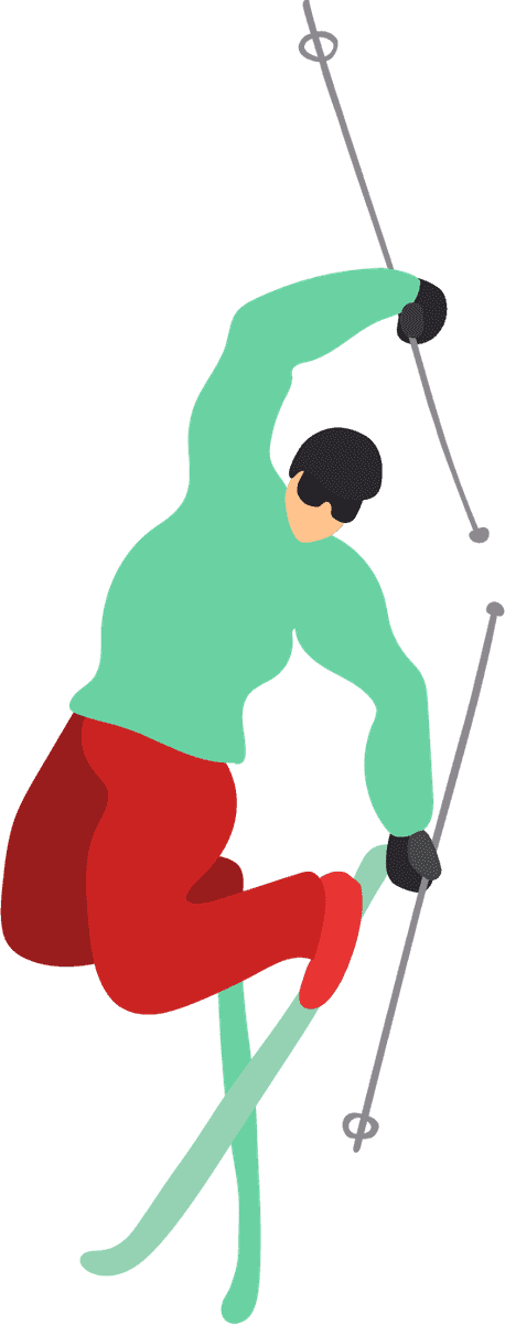 flat winter sports illustration of a skier performing tricks on the slopes