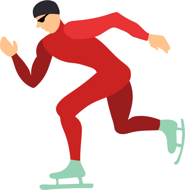 flat winter sports illustration of a dynamic speed skater in vibrant colors