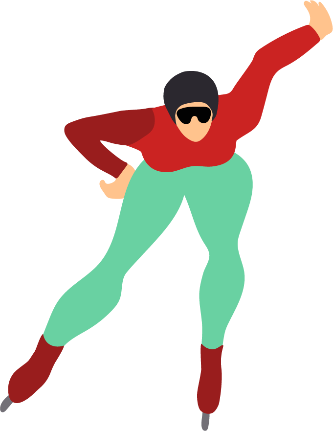 flat winter sports illustration of a speed skater in motion on an ice track