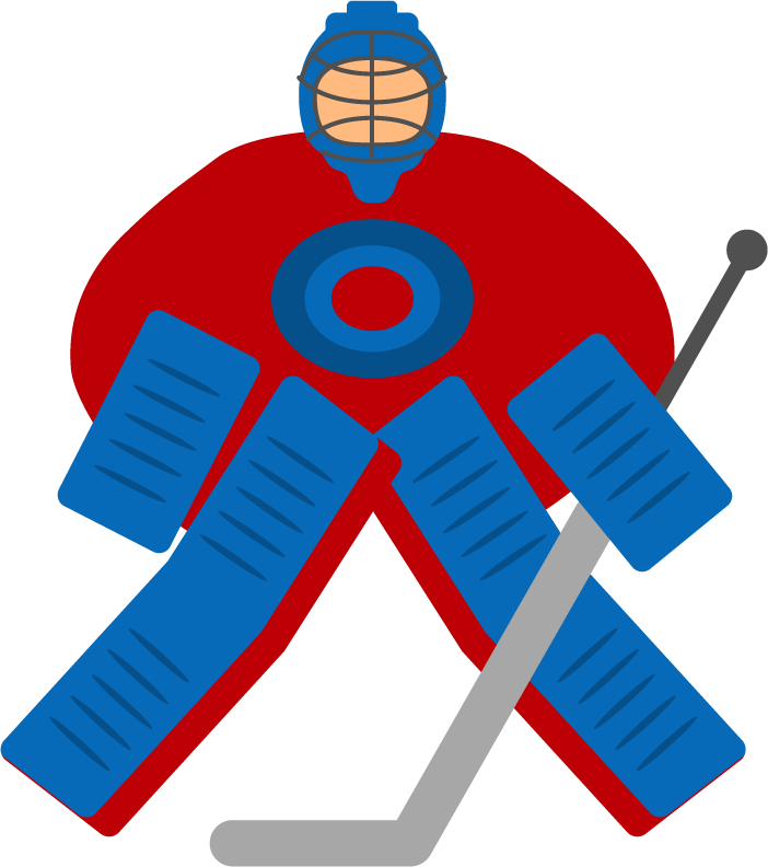 flat winter sports illustration featuring a colorful hockey player in action