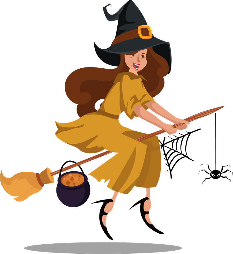 witch witch icon cute young girls sketch colored cartoon