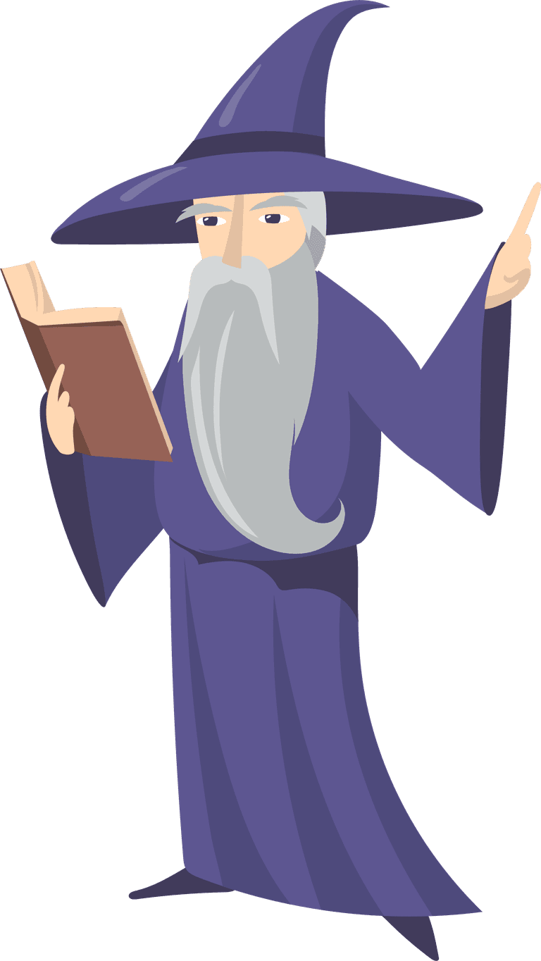 wizard medieval magician set with book and wand for fantasy theme projects