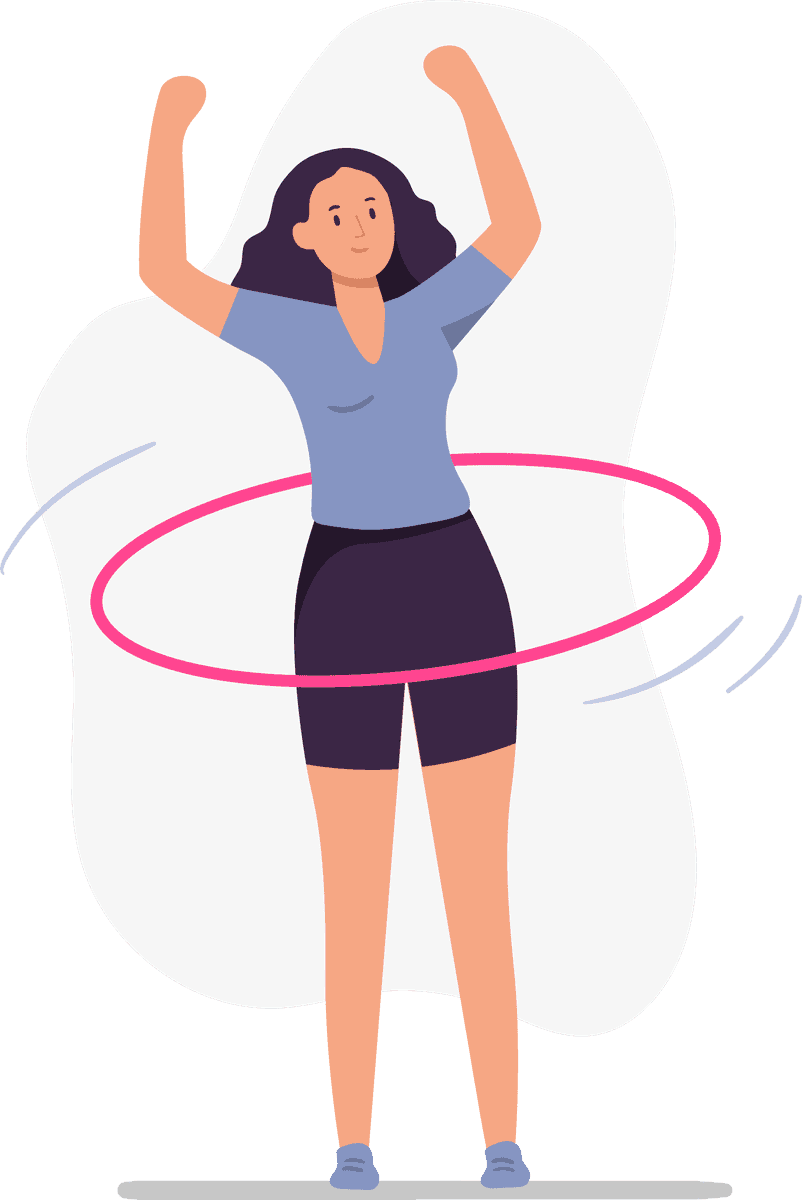 woman sport activities illustration showcasing fun and fitness through hula hooping