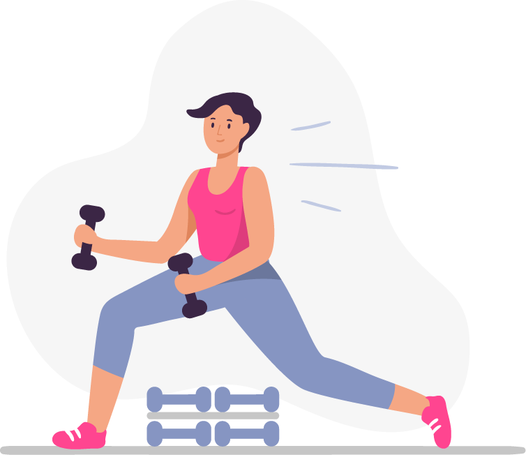 woman sport activities illustration showcasing strength training and fitness motivation in athletic setting