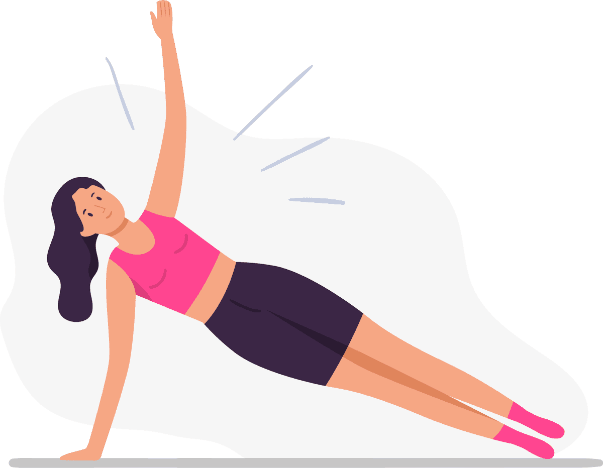woman sport activities illustration of a fitness enthusiast performing side plank exercise