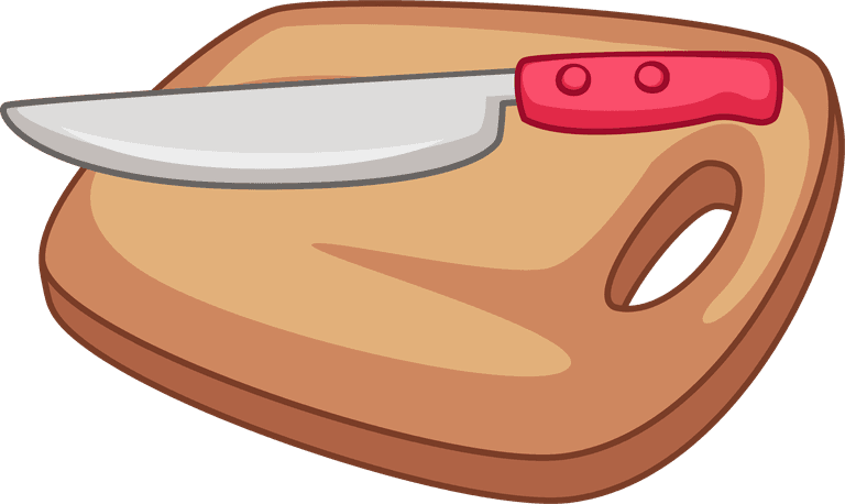 wooden cutting board cutter kitchen utensils illustration
