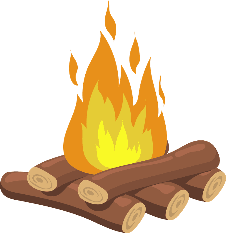 wooden fire set cartoon fire camping isolated illustration collection travel adventure concept