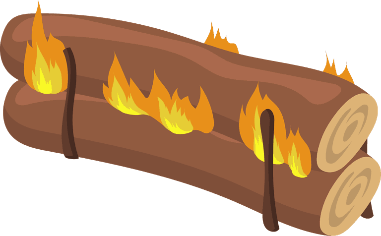 wooden fire set cartoon fire camping isolated illustration collection travel adventure concept