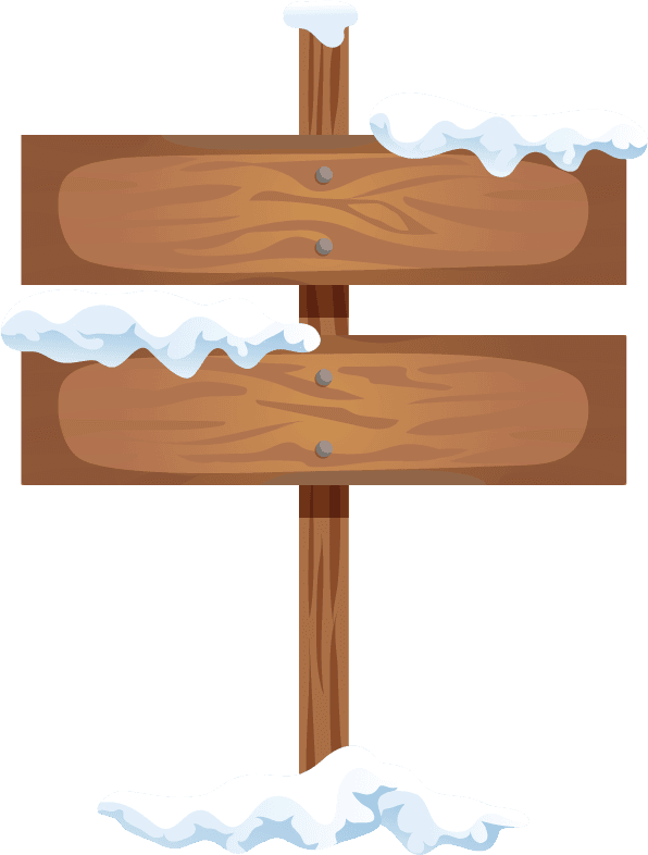 wooden signboards direction sign board pointer with snow ice caps realistic winter