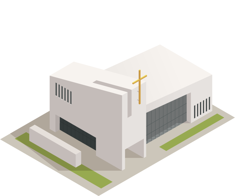 world religions buildings isometric icons