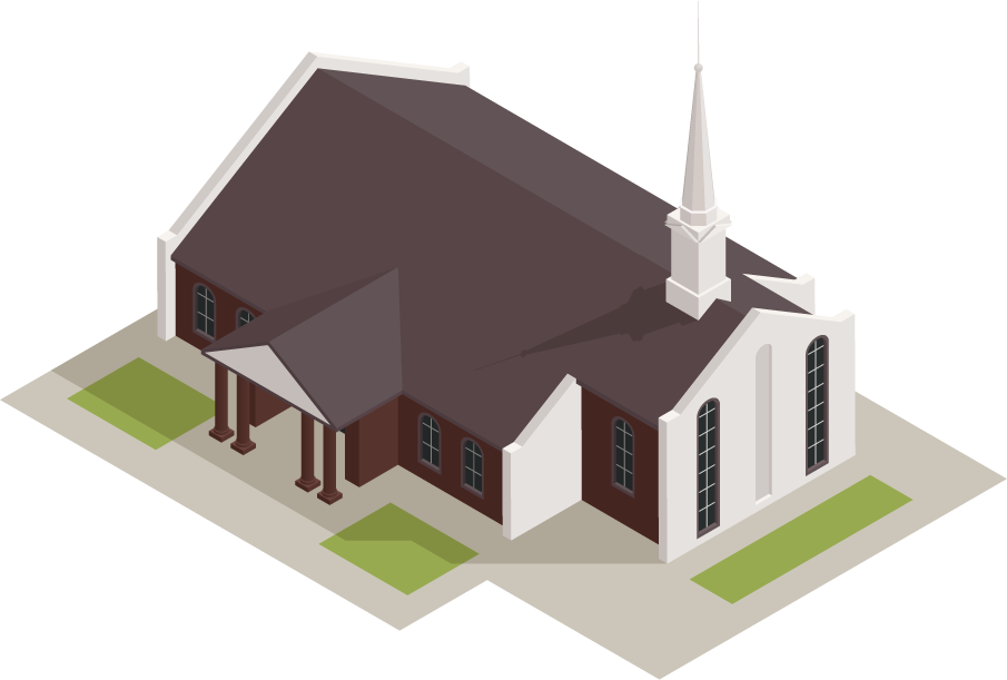 world religions buildings isometric icons of churches and temples for educational purposes