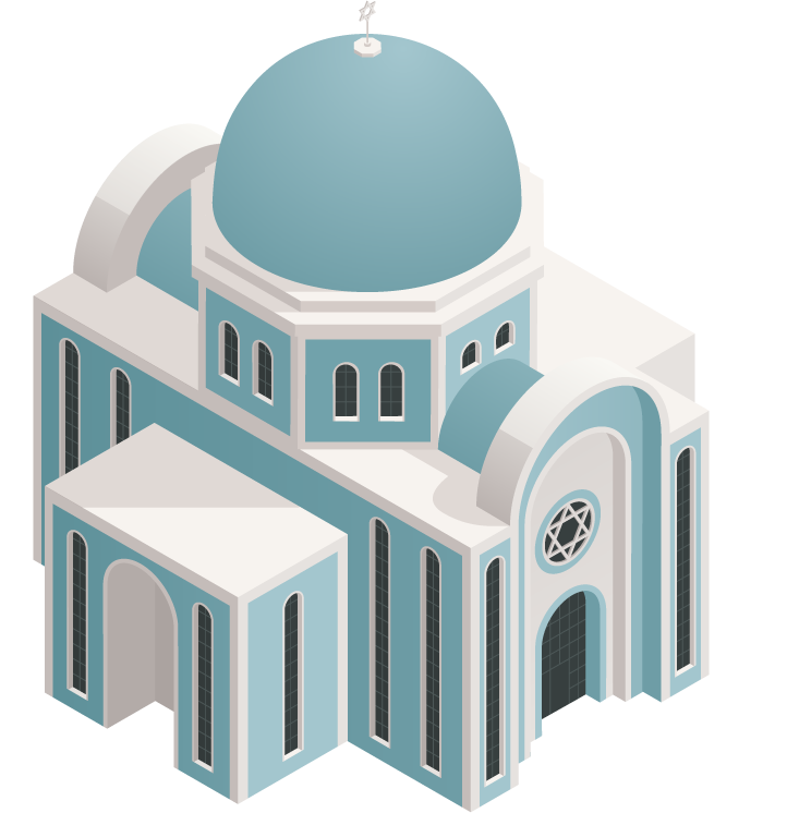 world religions buildings isometric icons