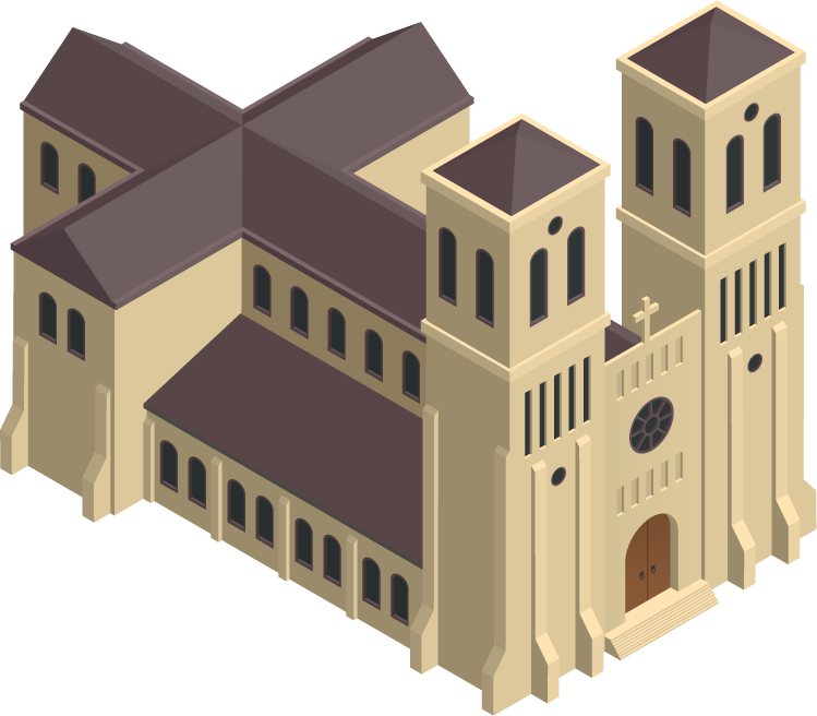 world religions buildings isometric icons representing diverse architectural styles for educational projects