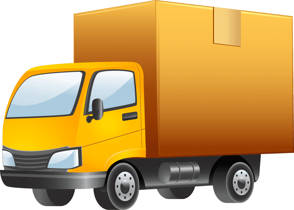 world transport design vector featuring an orange delivery truck with cargo for logistics needs