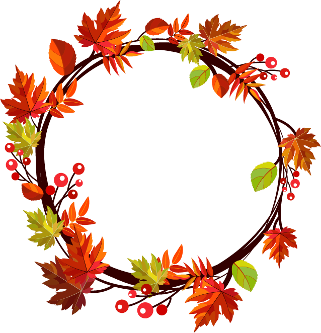 wreath autumn elements animals plants sketch classic 
