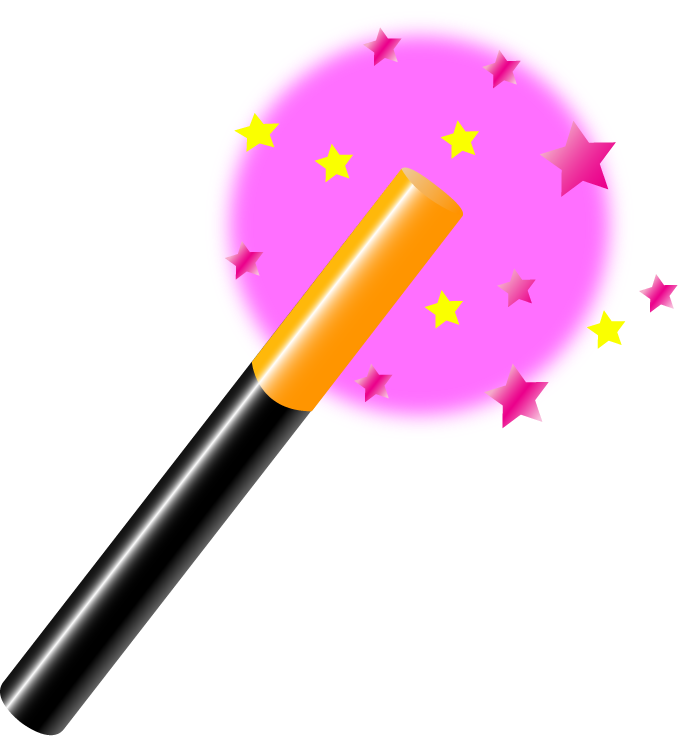 writing and drawing icons with colorful magic wand and sparkling stars