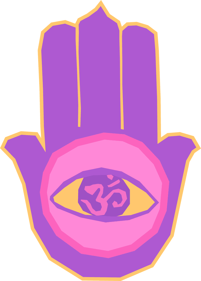 yoga yoga icons set featuring a colorful hand symbol with eye for mindfulness and spirituality