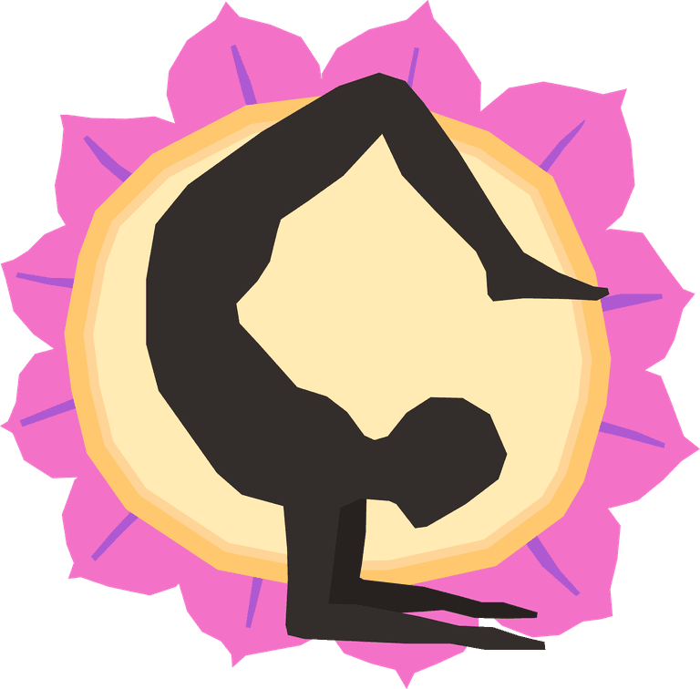 yoga yoga icons set featuring a dynamic pose with a vibrant lotus backdrop