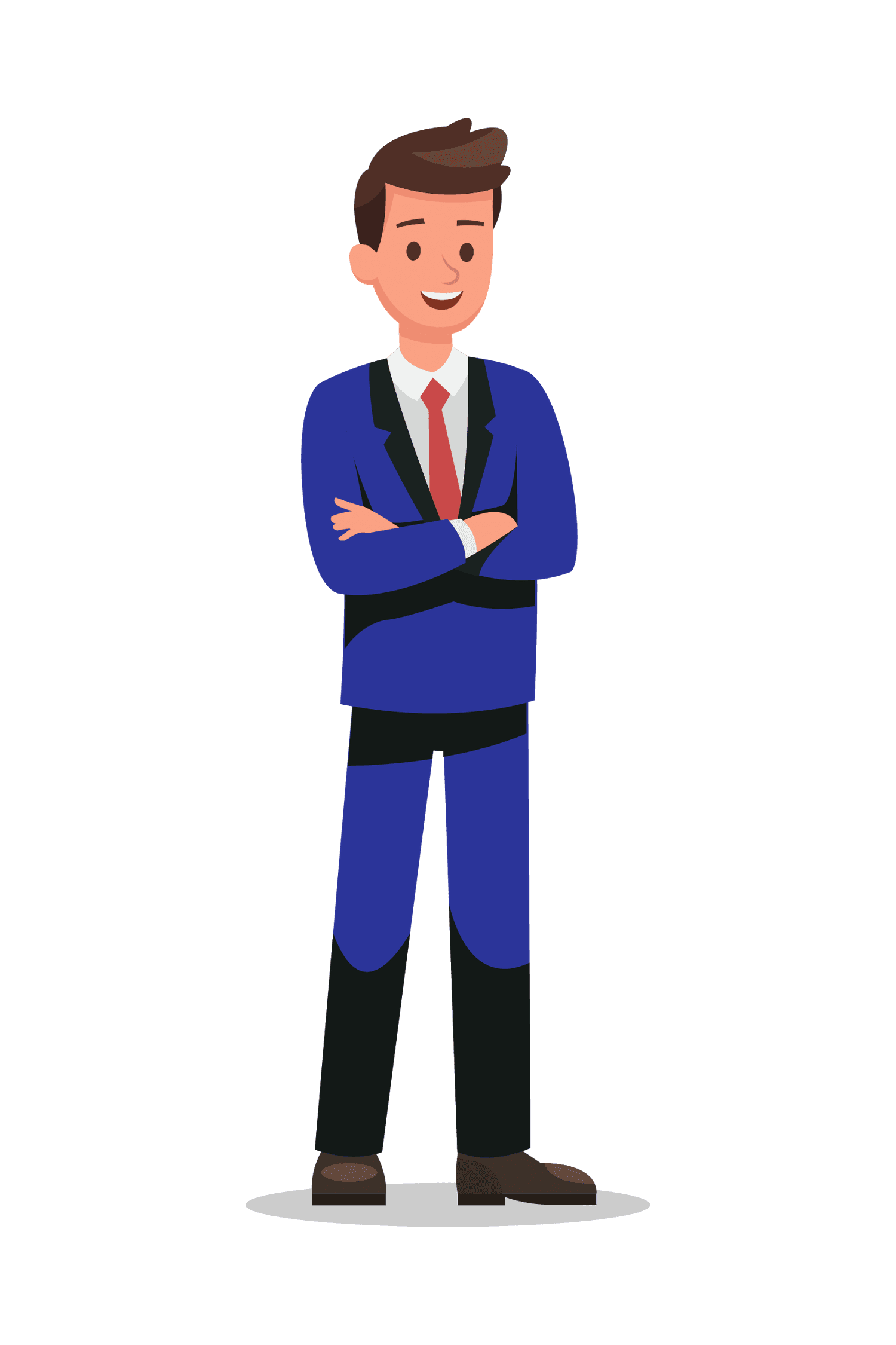 young businessman in suit illustration crossed arms