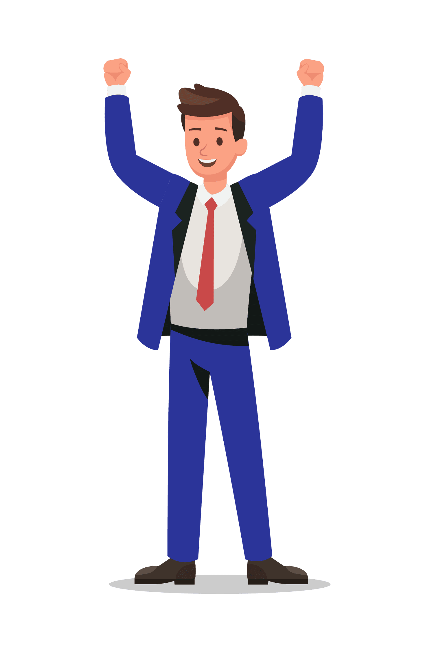 young businessman in suit illustration raising two hand