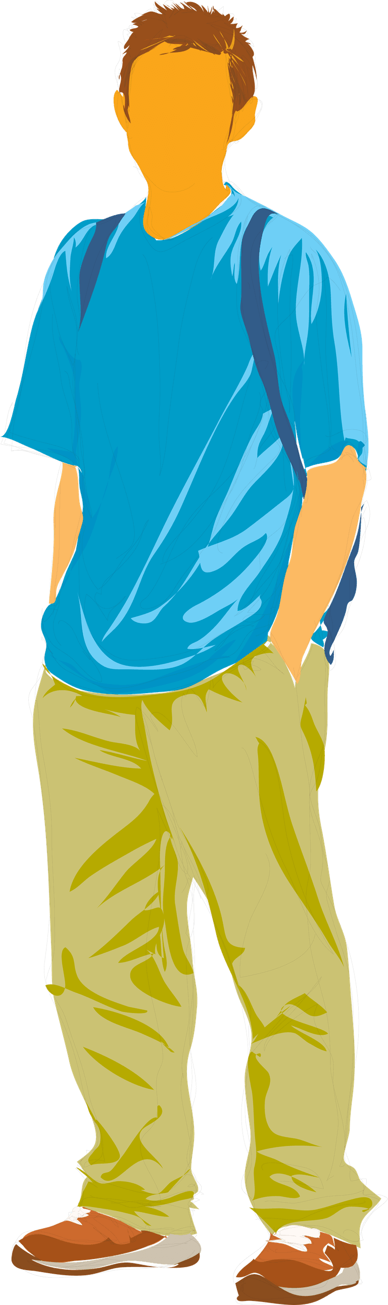 standing young people illustration showcasing casual style and relaxed posture for modern settings