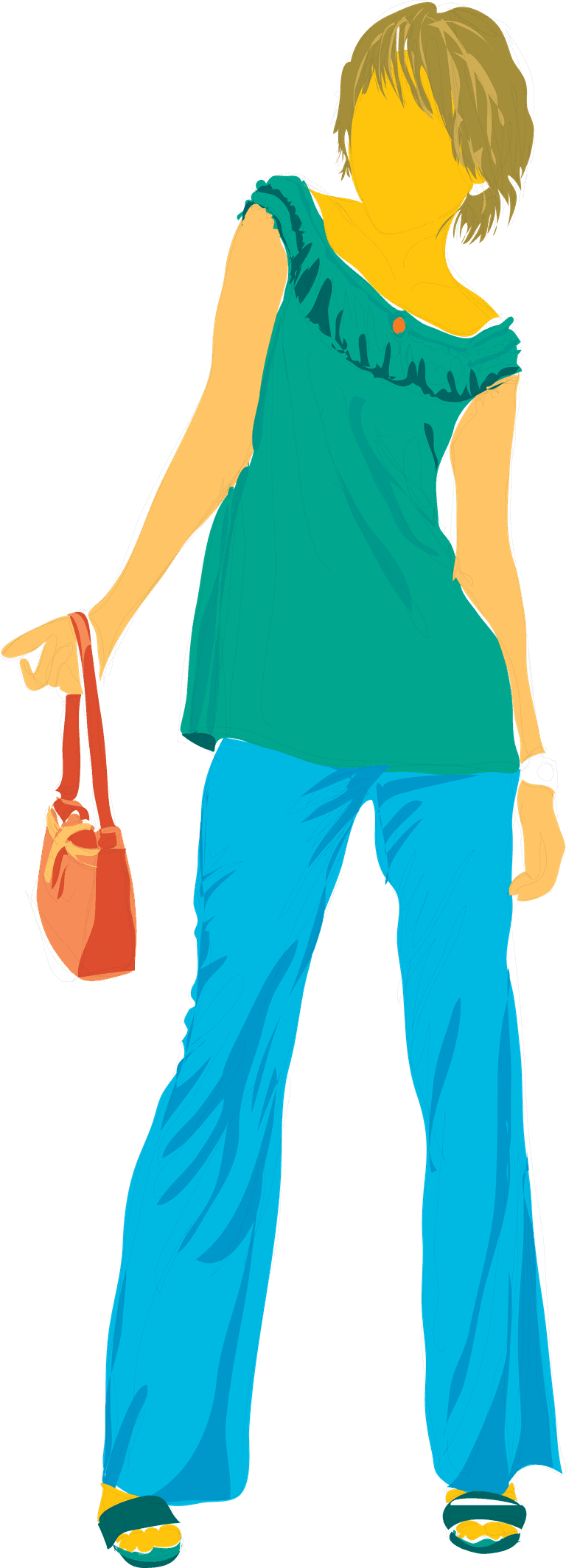 standing young people illustration in casual outfit with stylish accessories