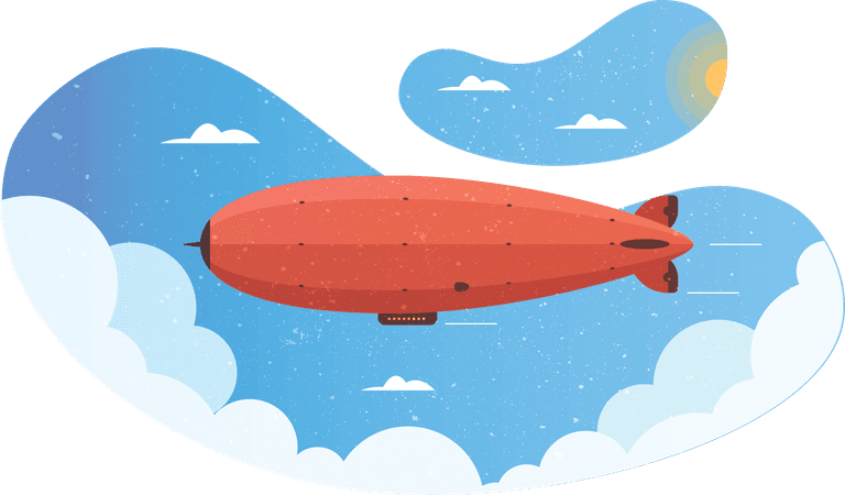 classic zeppelin airship with cloud illustration 